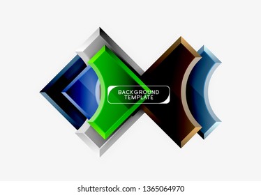 3d futuristic shapes vector abstract background made of glossy pieces with light effects. Modern design