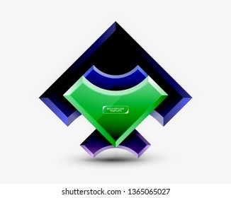 3d futuristic shapes vector abstract background made of glossy pieces with light effects. Modern design