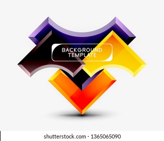 3d futuristic shapes vector abstract background made of glossy pieces with light effects. Modern design