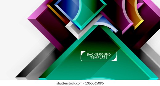3d formas futuristas vectorial fondo abstracto hecho de piezas glosas con efectos de luz. Diseño moderno