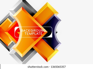 3d futuristic shapes vector abstract background made of glossy pieces with light effects. Modern design