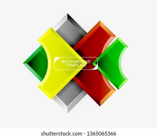 3d futuristic shapes vector abstract background made of glossy pieces with light effects. Modern design