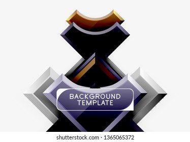 3d futuristic shapes vector abstract background made of glossy pieces with light effects. Modern design
