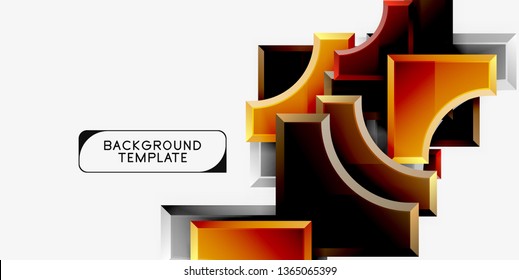 3d futuristic shapes vector abstract background made of glossy pieces with light effects. Modern design