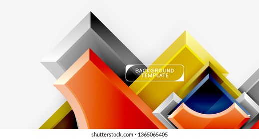 3d futuristic shapes vector abstract background made of glossy pieces with light effects. Modern design