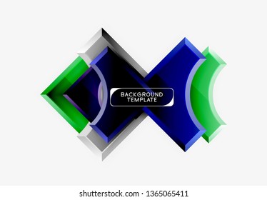 3d futuristic shapes vector abstract background made of glossy pieces with light effects. Modern design
