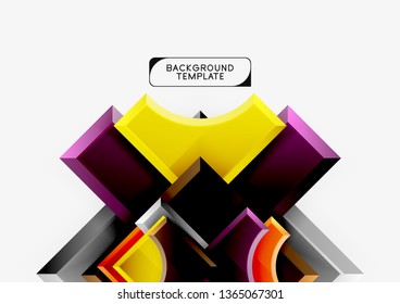 3d futuristic shapes vector abstract background made of glossy pieces with light effects. Modern design