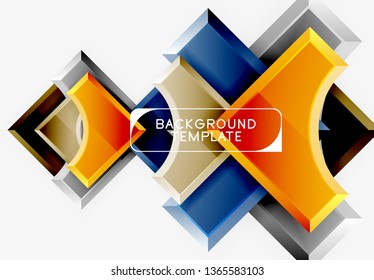 3d futuristic shapes vector abstract background made of glossy pieces with light effects. Modern design