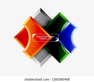 3d futuristic shapes vector abstract background made of glossy pieces with light effects. Modern design