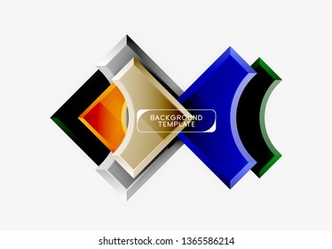 3d futuristic shapes vector abstract background made of glossy pieces with light effects. Modern design