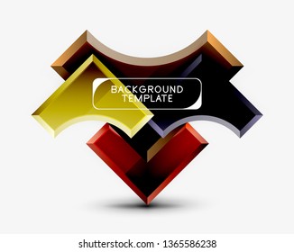 3d futuristic shapes vector abstract background made of glossy pieces with light effects. Modern design