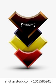 3d futuristic shapes vector abstract background made of glossy pieces with light effects. Modern design