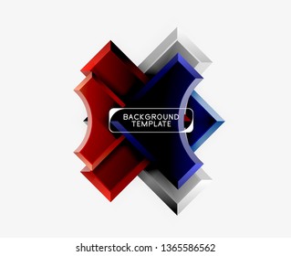 3d futuristic shapes vector abstract background made of glossy pieces with light effects. Modern design