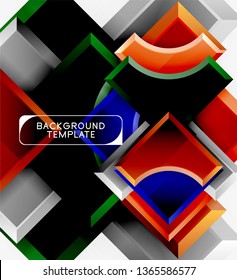 3d futuristic shapes vector abstract background made of glossy pieces with light effects. Modern design