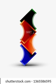 3d futuristic shapes vector abstract background made of glossy pieces with light effects. Modern design