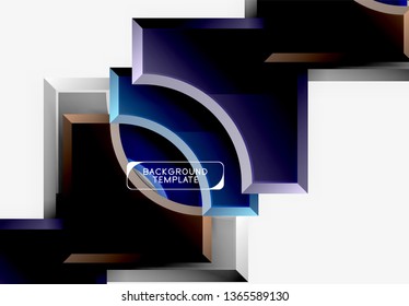 3d futuristic shapes vector abstract background made of glossy pieces with light effects. Modern design