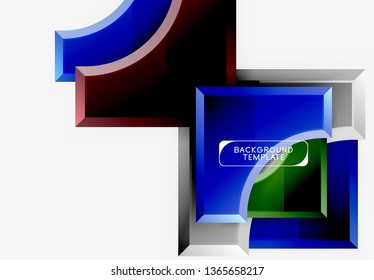 3d formas futuristas vectorial fondo abstracto hecho de piezas glosas con efectos de luz. Diseño moderno