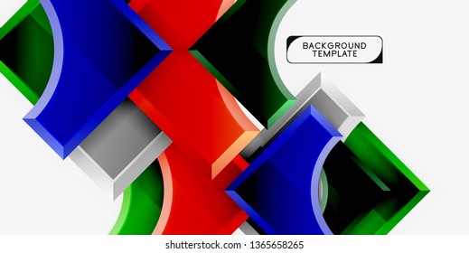 3d formas futuristas vectorial fondo abstracto hecho de piezas glosas con efectos de luz. Diseño moderno