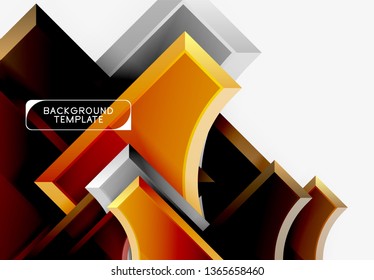 3d futuristic shapes vector abstract background made of glossy pieces with light effects. Modern design