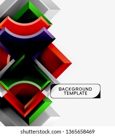 3d futuristic shapes vector abstract background made of glossy pieces with light effects. Modern design