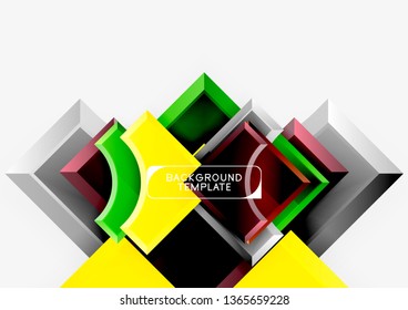 3d futuristic shapes vector abstract background made of glossy pieces with light effects. Modern design