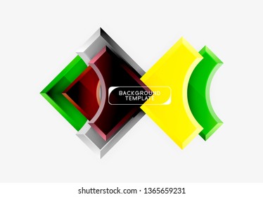 3d futuristic shapes vector abstract background made of glossy pieces with light effects. Modern design
