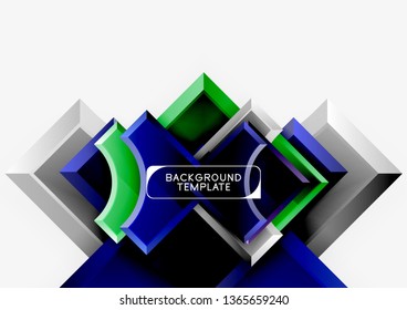3d futuristic shapes vector abstract background made of glossy pieces with light effects. Modern design