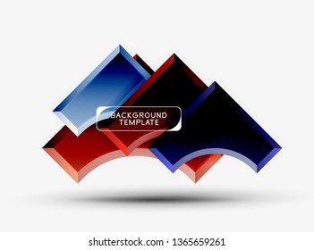 3d formas futuristas vectorial fondo abstracto hecho de piezas glosas con efectos de luz. Diseño moderno