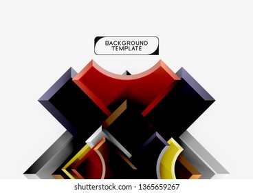 3d futuristic shapes vector abstract background made of glossy pieces with light effects. Modern design