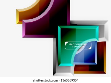 3d formas futuristas vectorial fondo abstracto hecho de piezas glosas con efectos de luz. Diseño moderno