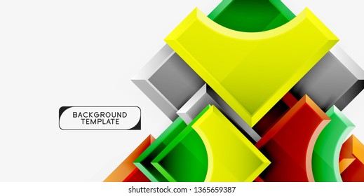3d futuristic shapes vector abstract background made of glossy pieces with light effects. Modern design