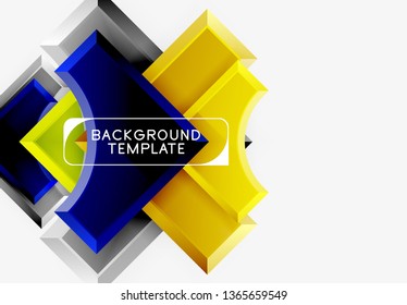 3d futuristic shapes vector abstract background made of glossy pieces with light effects. Modern design