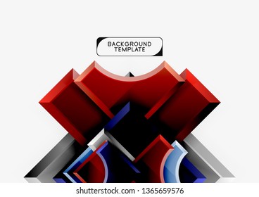 3d futuristic shapes vector abstract background made of glossy pieces with light effects. Modern design