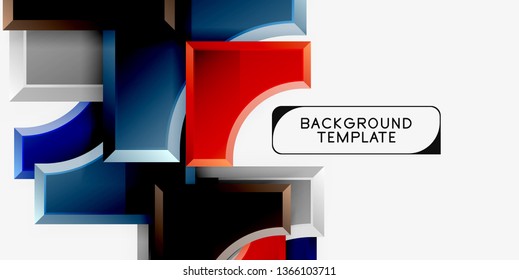 3d futuristic shapes vector abstract background made of glossy pieces with light effects. Modern design
