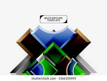 3d futuristic shapes vector abstract background made of glossy pieces with light effects. Modern design