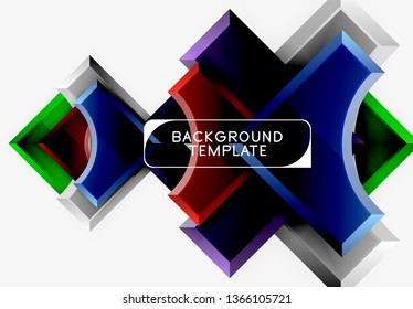 3d formas futuristas vectorial fondo abstracto hecho de piezas glosas con efectos de luz. Diseño moderno