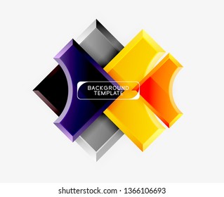 3d futuristic shapes vector abstract background made of glossy pieces with light effects. Modern design