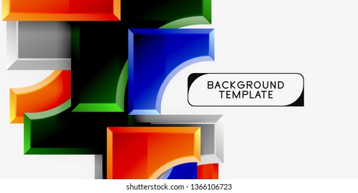 3d futuristic shapes vector abstract background made of glossy pieces with light effects. Modern design