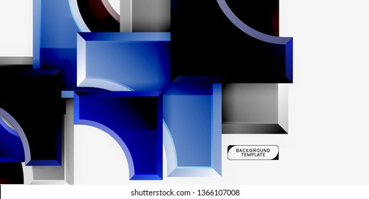 3d formas futuristas vectorial fondo abstracto hecho de piezas glosas con efectos de luz. Diseño moderno