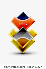 3d futuristic shapes vector abstract background made of glossy pieces with light effects. Modern design