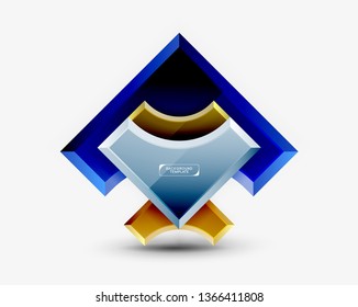 3d futuristic shapes vector abstract background made of glossy pieces with light effects. Modern design