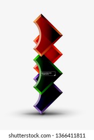3d futuristic shapes vector abstract background made of glossy pieces with light effects. Modern design