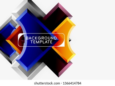 3d futuristic shapes vector abstract background made of glossy pieces with light effects. Modern design