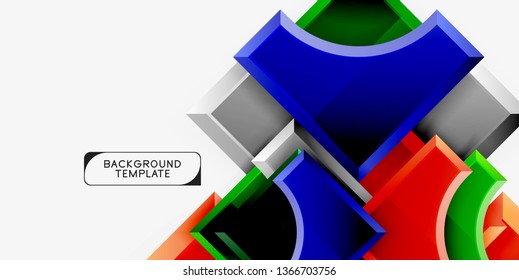 3d futuristic shapes vector abstract background made of glossy pieces with light effects. Modern design