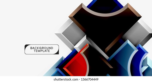 3d futuristic shapes vector abstract background made of glossy pieces with light effects. Modern design