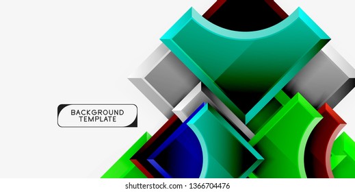 3d futuristic shapes vector abstract background made of glossy pieces with light effects. Modern design