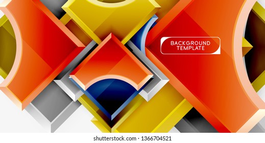 3d futuristic shapes vector abstract background made of glossy pieces with light effects. Modern design
