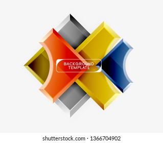 3d futuristic shapes vector abstract background made of glossy pieces with light effects. Modern design