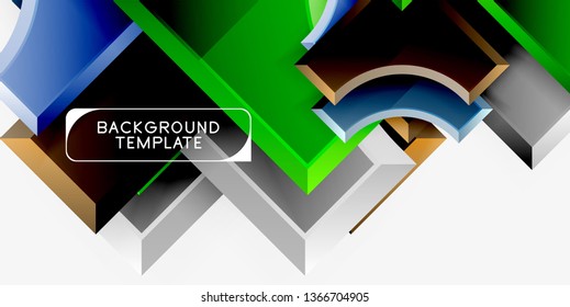3d futuristic shapes vector abstract background made of glossy pieces with light effects. Modern design