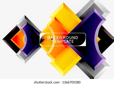 3d futuristic shapes vector abstract background made of glossy pieces with light effects. Modern design